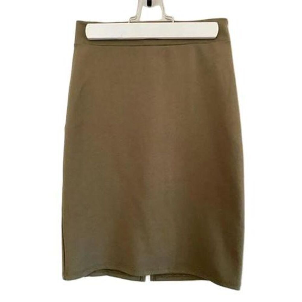 Womens Charlotte Russe Olive Green Nylon Spandex Knee Length Pencil Skirt Size S